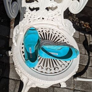 Manolo Blahnik suede peep toe flats 36.5